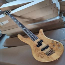 In stock 5 strings Original Neckthrubody Electric Bass Guitar with Golden hardwareTree patternoffer customize8340180