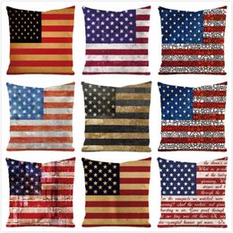 Pillow 45cm US Flag Inimitated Silk Fabric Throw Covers Couch Cover Home Decorative Pillows Case