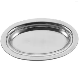 Plates Stainless Steel Plate Fruit Tray Snack Pastry Storage Dish Oval Dinner Practical Serving Platter