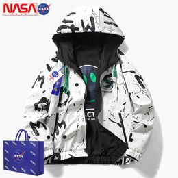 Jacket Mens Reversible Fashion Casual Hooded Top Spring and Autumn Youth Trend