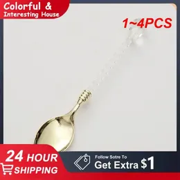 Coffee Scoops 1-4PCS Dessert Spoon Transparent Handle 1 Piece Creative Crystal Table Decoration Dinnerware