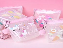 PVC Fruit Unicorn Printed Coin Purse Transparent Protable Cute Money ID Card Zipper Wallet Organiser For Girls Gift2578592