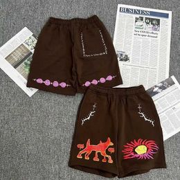Men's Shorts Street hip-hop mens and womens casual sports shorts fashionable brand pants elastic printed shorts J240407