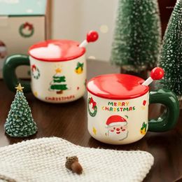 Mugs Christmas Cup With Cover Spoon Girls Good-looking Couple Mug Creative Gifts Hand Gift Ceramic Coffee