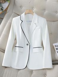 Women's Suits Fashion Autumn Winter Women Blazer Black White Pink Female Long Sleeve Single Button Ladies Work Wear Formal Jacket Coat REFE