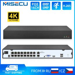 Recorder MISECU NVR 4K Output 16CH NVR Recorder H.265 CCTV NVR Security Video Recorder Support Face Detection Onvif Xmeye System