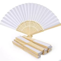 Party Decoration Wholesale White Folding Elegant Paper Hand Fan Wedding Favors Mariage Dance 21Cm Jn26 Drop Delivery Home Garden Festi Dh3Gs