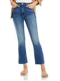 Women's Jeans Autumn And Winter 3 Colors High-Waisted Micro Flare Ladies Cropped Hem Slim Denim Ankle-Length Pants