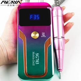Guns 35000rpm Dazzling Nail Drill Hine Rechargeable Manicure Set Electric Nail Drill Bit Milling Cutter Nail File with Led Display