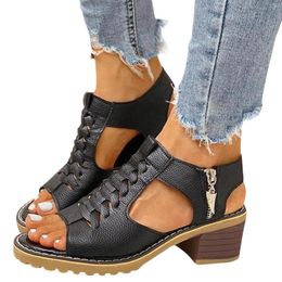 Sandals Womens Slides Zipper Fahsoin Open Toe Heel Sandal With Wedge Elegant Heeled Footwear Zapatos Para Damas En Oferta