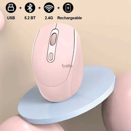 Mice Rechargeable wireless Bluetooth 5.2 mouse 2.4G optical silent USB 1600DPI ergonomic gaming H240407