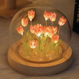 Party Favor Gifts Mini Tulip Night Light Crystal Glass Ball Lights Bedroom Ornaments Home Wedding Decoration Birthday Valentine's Day