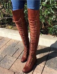 Boots XDA 2022 Women039s Over Knee High Boot Lace Up Slim Thigh Heel Long Shoes Heels A114214635
