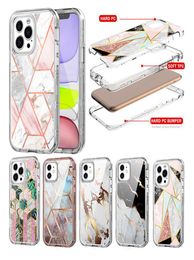 Luxury Marble Cases For Iphone 11 12 13 Pro Max Three Layer Heavy Duty Protection Defender Transparent Clear Cover with Samsung S24341180