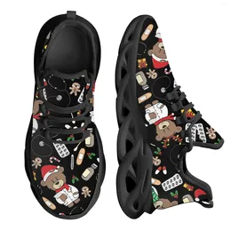 Casual Shoes INSTANTARTS Christmas Bear Kint Breathable Shoe Cute Outdoor Non-slip Footwear Gift For Unisex 2024