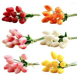 Decorative Flowers 10PCS Artificial Tulip Flower Bouquet Fake For Wedding Decoration Home Garden