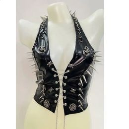 gothic clothes y2k clothes Rivets Skull Tank Tops Gothic Tops Punk Tank Tops vintage tops y2k crop top bustier top corset top 240327