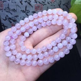 Decorative Figurines 6MM Natural Kunzite Triple Circle Bracelet Gemstone Round Bead Crystal Healing Jewelry Gift 1PCS