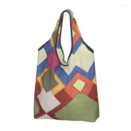 Storage Bags Cute Printing Colourful Classic Bandana Style Shopping Tote Bag Portable Shoulder Shopper Handbag