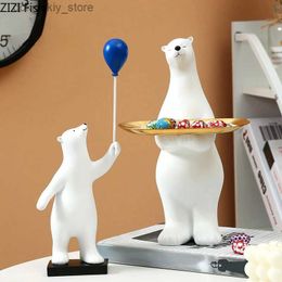 Arts and Crafts Polar Bear Balloons Desktop Storae Ornaments Tray Wine Rack Remote Control Resin Crafts Cute Childrens Room FurnishinsL2447