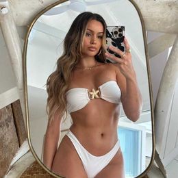 Women's Swimwear Sexy White Micro Bikini 2024 Women Swimsuit Female Swimwear Thong Bikinis Set Brazilian Beach Wear Bathing Suit Biquini J240403