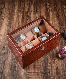 Vine Wax Solid Wood Watch Display Box Organiser Watch Wooden Case with Window Jewellery Storage Packing Gift Box7860638