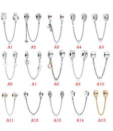NEW 925 Sterling Silver Fit Charms Bracelets Safe Chain Rainbow Love Heart Crown Gold Charms for European Women Wedding Original Fashion Jewelry8847406