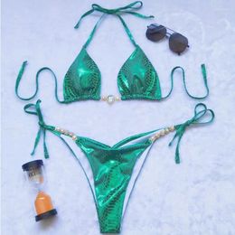 Women's Swimwear Sexy Glossy Bikinis Swimsuits With Rhinestones Women Push Up Brazilian Bikini Beach Swim Wear Bathing Suits Pool Bather