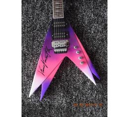 Custom Ed Roman DE Vinnie Vincent Flying V Double V Purple Pink Electric Guitar Rosewood Fingerboard Fin Inlay Floyd Ros7350963