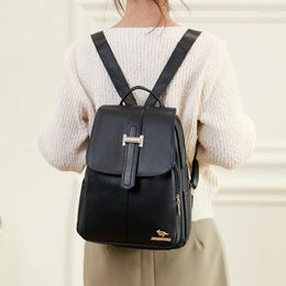 School Bags Women's Bag 2024 Trend High-capactiy Backpack For Teenager Backpacks Female Girls Leather Ladies Handbags Woman