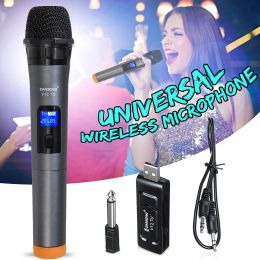 Microphones Universal UHF Wireless Professional Handheld Microphone with USB Receiver For Karaoke MIC For Church Performance Amplifier