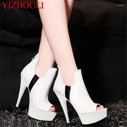 Dress Shoes 15cm Crazy For The Bride Wedding White Black Is Available Food Fish Mouth Single Centimeters High Heel