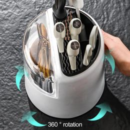 Kitchen Storage Cutlery Holder Versatile 360° Rotatable Cutter With Dustproof Cover Organize Store Utensils For Easy