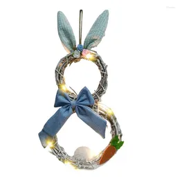 Decorative Flowers JFBL Easter Vines Circle Wreath Decoration With Lights For Home Window Pendant