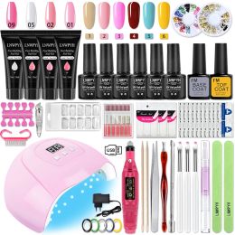 Dildos Nail Set and Nail Lamp Choose 6 Color Gel Nail Polish Kit Electric Nail Drill Hine Manicure Set Nails Art Decorations