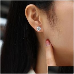 Stud Earrings Vinregem Gra 3Ex Vvs1 D Round Cut 8Mm Real Moissanite Diamond Gemstone Ear Studs For Women 925 Sterling Sier Jewellery Dr Otp3D