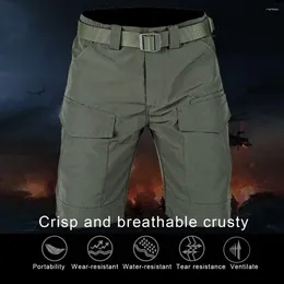 Men's Shorts Men Cargo Summer With Elastic Waist Multiple Pockets Wear-resistant Fabric For Outdoor Activities