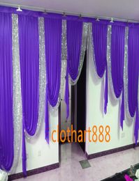 6M wide swags for backdrop party background decoration draps valance wedding backcloth stage curtain with sequins draps8479954