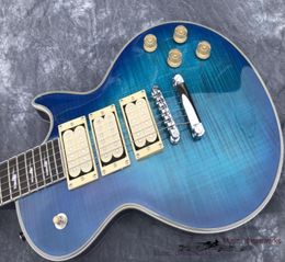 Custom shop Ace frehley signature 3 pickups Electric Guitarblue guitar High quality flamed maple wood5563308