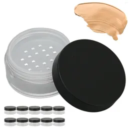 Storage Bottles 10Pcs Empty Loose Powder Jars Plastic Cosmetic Sample Container Refillable Box Portable Concealer Case