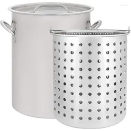 Storage Bottles CONCORD 42 QT Stainless Steel Stock Pot W/Basket. Heavy Kettle. Cookware For Boiling (42)