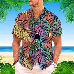 Men's Casual Shirts Tropical Style Print Trend Male T Shirt Men Hawaiian Graphic Fashion Short Sleeve Clothing Camisas De Hombre