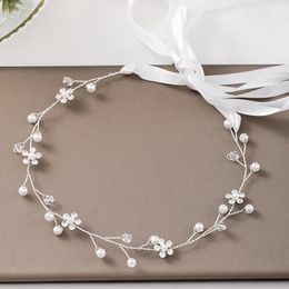 Hair Clips Crystal Pearl Vine Headband Rhinestone Flower Hairband For Women Bridal Wedding Accessories Jewellery Band