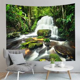 Tapestries Jungle Tapestry River Waterfall Tropical Forest Creativity Home Living Room Bedroom Dorm Decor