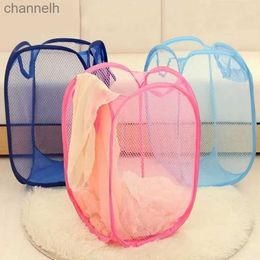 Storage Baskets Mesh pop-up dirty laundry basket with durable handle foldable clothing storage yq240407