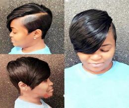 Short cut none lace bob wigs human brazilian baby hair glueless wigs with bangs for black women8179642