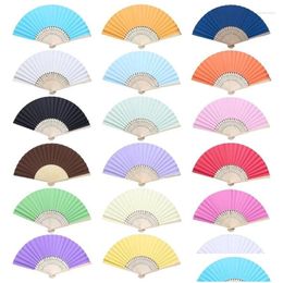 Decorative Objects & Figurines Summer Handheld Fan Paper Bamboo Blank Diy Folding For Hand Practise Painting Ding Wedding Party Gift D Dhslt