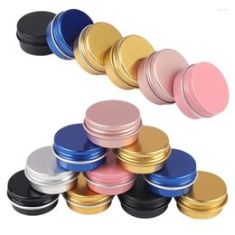 Storage Bottles 10Pcs Round Lip Tin 5-60g Aluminium Cosmetic Sample Container With Screw Lid Multicolor Metal Empty Travel Jars