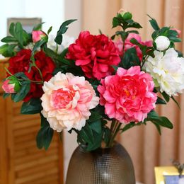Decorative Flowers Artificial Flower Peony Bouquet Silk Simulated Hand Fake Plants Home Decoration Pography Props