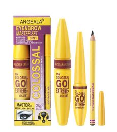 3 in 1Extreme Volume Black Mascara Cream Liquid Eyelliner Eyebrow Pencil EyeBrow Master Set Tattoo Tint Pen Cosmetics 6287540